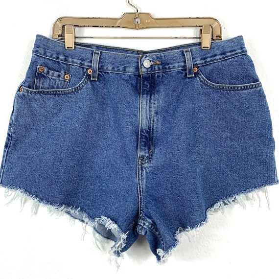 Vintage Levis Jean Shorts 18W 1990s Cut Offs Mediu