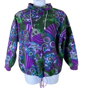 Vintage Fleece Sweatshirt Size Large Arizona Company 1/4 Zip Pullover Womens Colorful Retro Sweatshirt