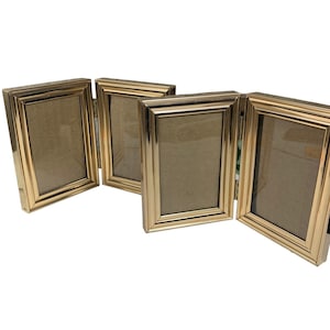 Vintage Folding Picture Frame Set of 2 Gold Colored 3.5x5 Photo Size