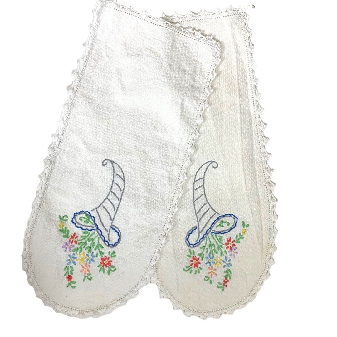 Vintage Armchair Doilies Hand Embroidered Linens Armrest Covers Etsy