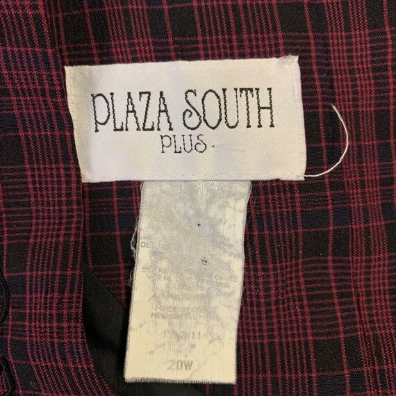 Vintage Holiday Dress 20W Plaza South Plaid Burgu… - image 5