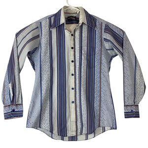 Vintage Button Up Shirt Brown Blue Long Sleeve Size Medium Studio One Campus