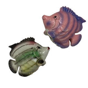 Vintage Salz- Pfefferstreuer Tropical Keramik Fisch Made In Japan AS IS