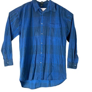 Vintage Button Up Shirt Size XL Striped Blue Long Sleeved Stefano Man