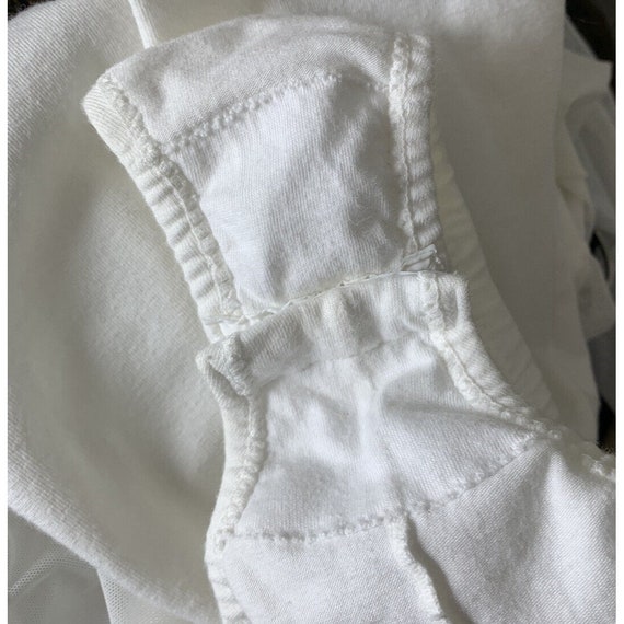 Vintage Leotard Bodysuit White Sheer Sleeves Snap… - image 5