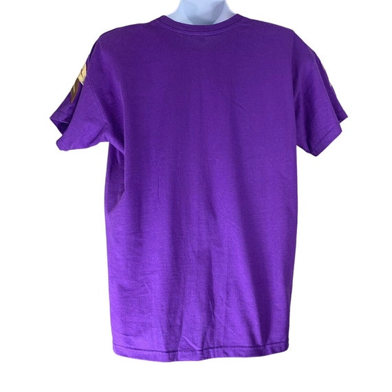 Vintage T Shirt Purple Gold Applique Shoulder Pad… - image 2