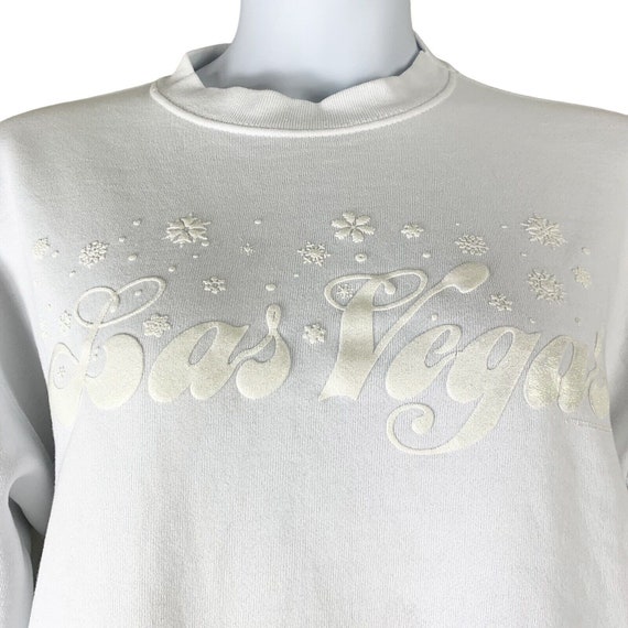 VTG Sweatshirt Las Vegas White Silver Sparkle Sno… - image 1