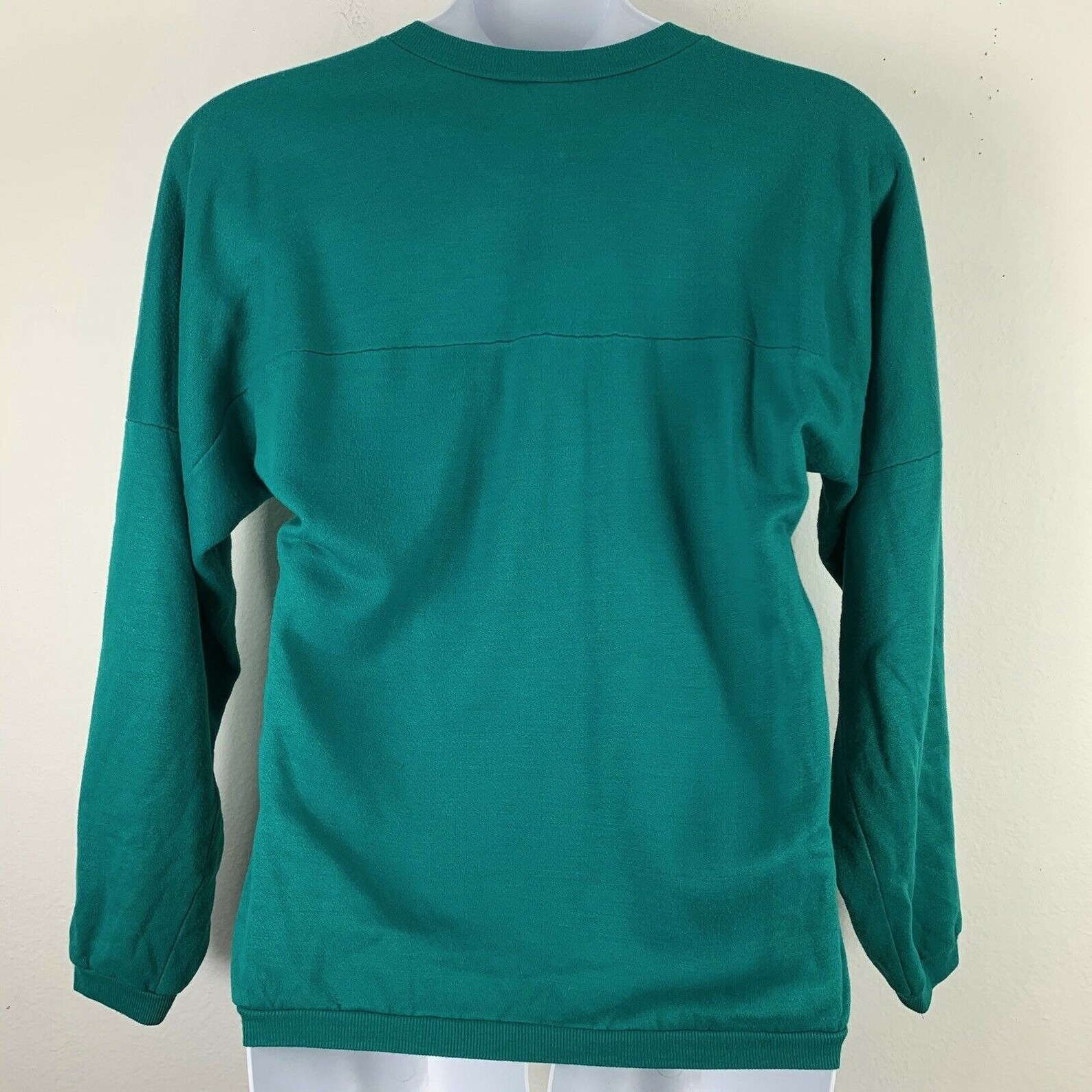 Vintage Sweatshirt Oversized Teal Pullover Button Neckline M/L Etsy