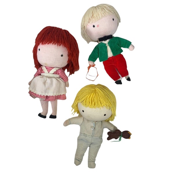 Vintage Pocket Dolls Joan Walsh Made in Japan Set of 3 FLAWED AS IS