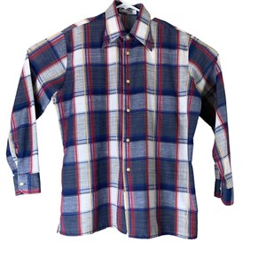 Vintage Plaid Shirt Size Medium Permaflott Bugelfrei Mens Button Front Shirt