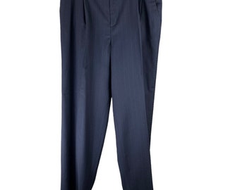 Vintage Wool Trousers 20W Harris Wallace Lined Pleated Front Dress Pants Pockets