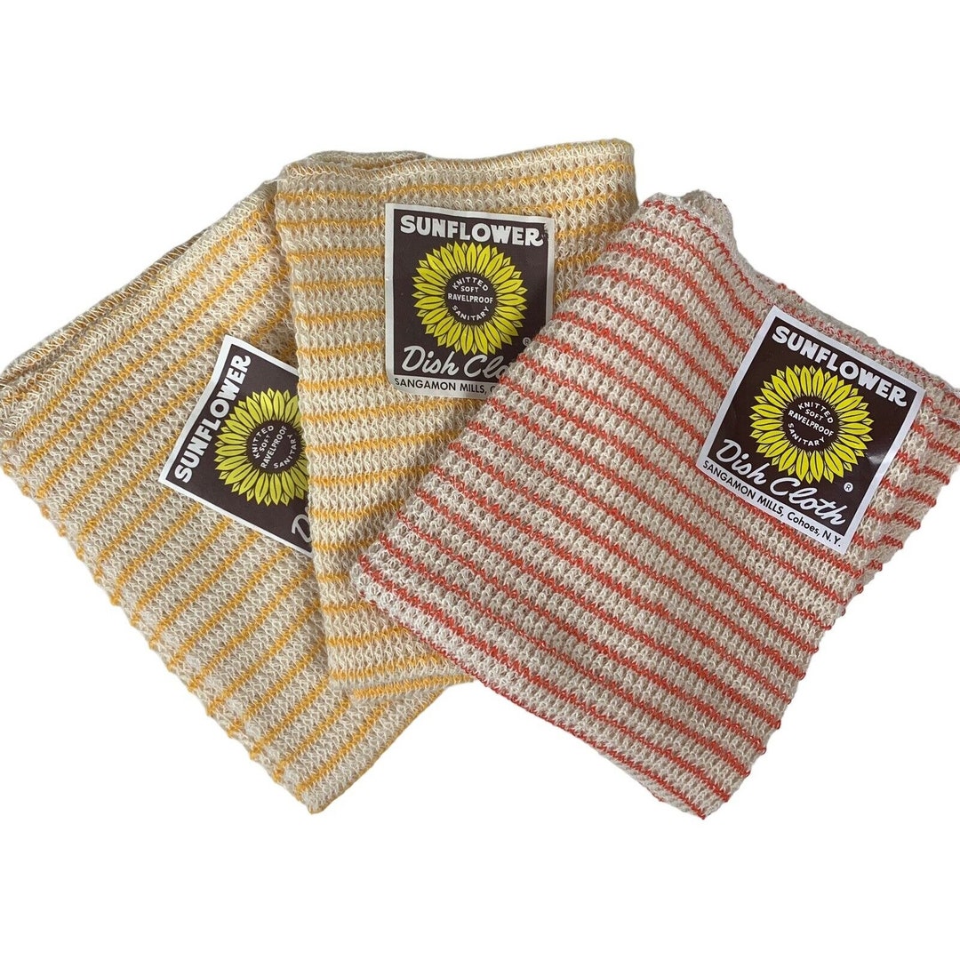 Vintage Dishcloth Sunflower Sangamon Mills NEW Set of 3 Yellow Etsy