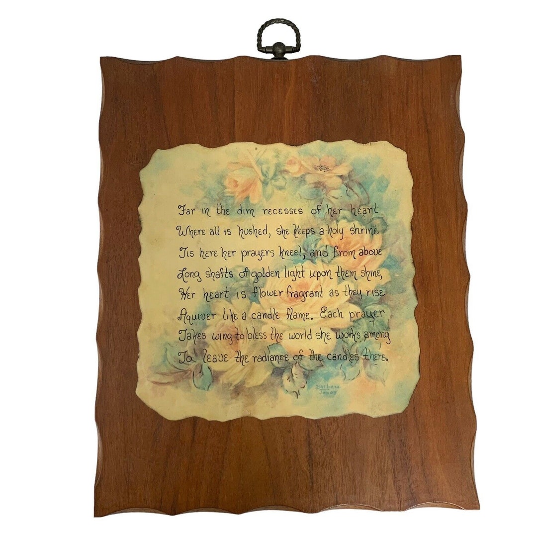 Vintage Decoupage Wood Plaque Prayer Saying Carved Edges Etsy