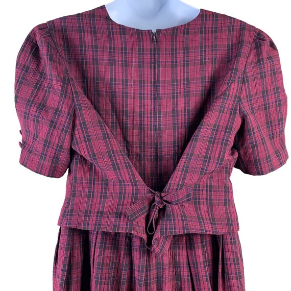 Vintage Holiday Dress 20W Plaza South Plaid Burgu… - image 4