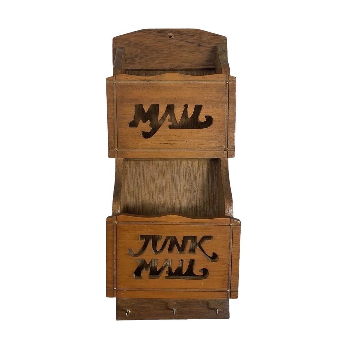 Vintage Wooden Mail Sorter Organizer Key Hook Mail Junk Mail Etsy