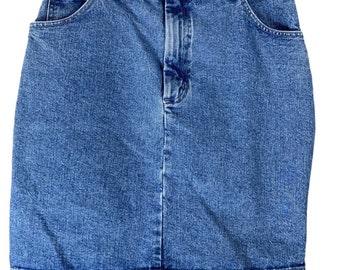 Vintage Jean Skirt 100% Cotton Light Wash Denim Pockets St Johns Bay 12