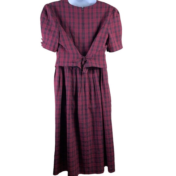 Vintage Holiday Dress 20W Plaza South Plaid Burgu… - image 2