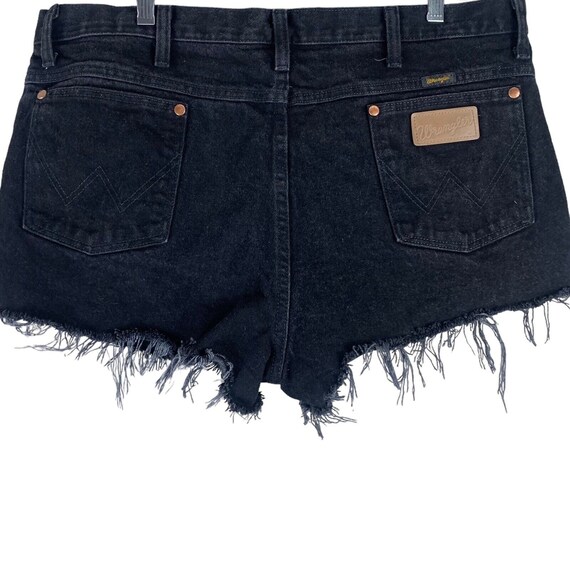 Vintage Wrangler Cut Off Shorts Black Denim Raw E… - image 2