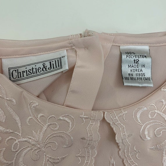 Vintage Blouse 12 Christie & Jill Pale Pink Peach… - image 4
