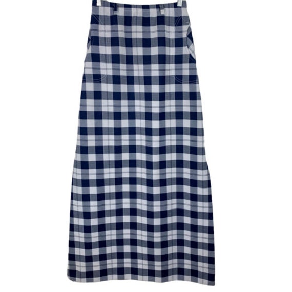 Vintage Jantzen Maxi Skirt Blue White Plaid High … - image 1