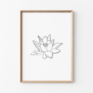 Lotus | Flower Print | Minimalist Print | Botanical Print | Flower Art | Flower Minimalist Drawing | Line Art | Digital Art | Wall Art