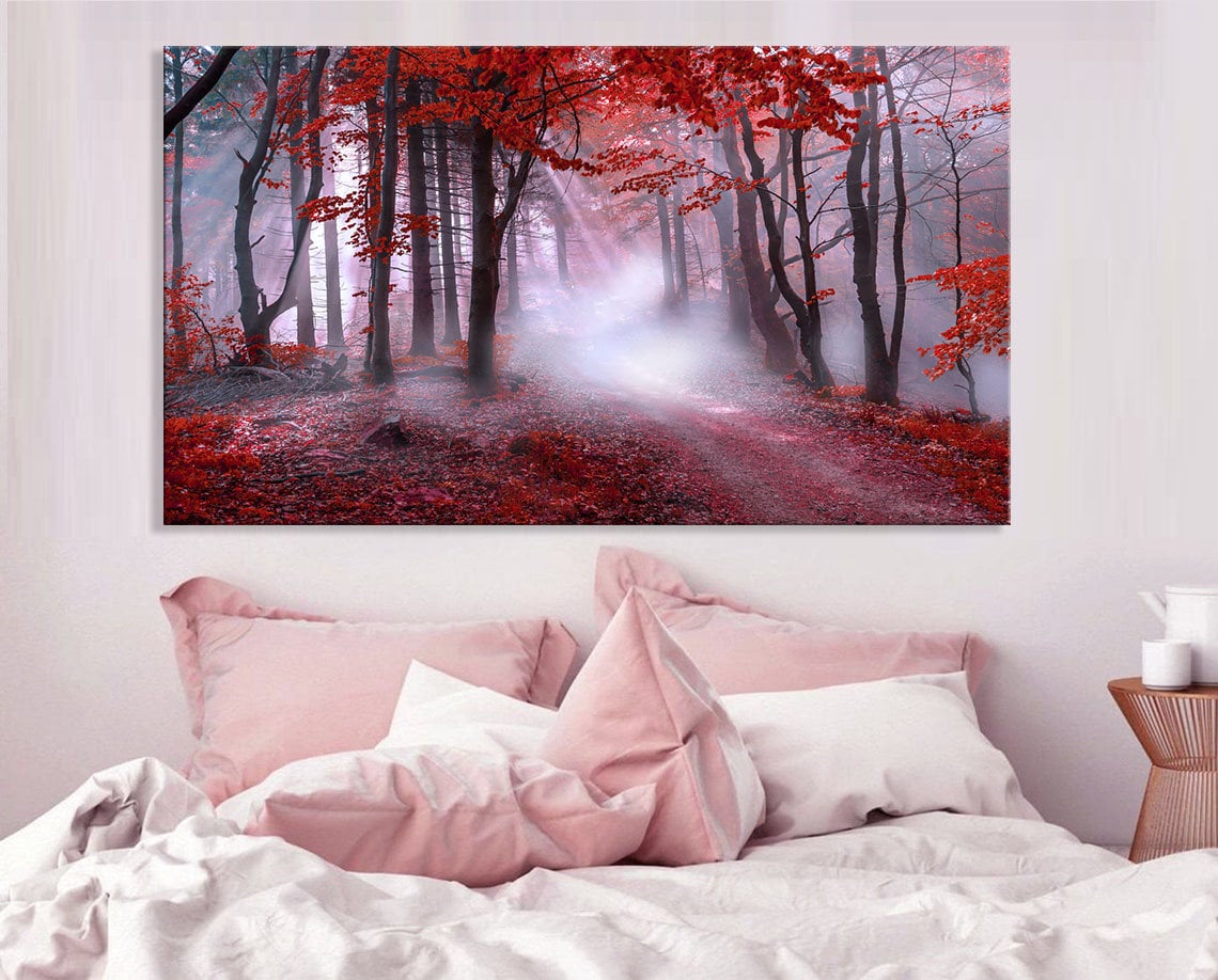 Red Forest Print - Etsy