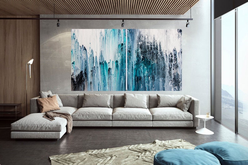 Blue Marble Wall Art Navy Blue Wall Decor Abstract Canvas Etsy