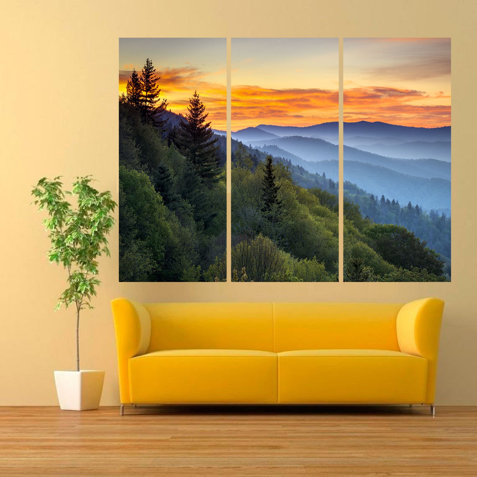 Great Smoky mountains wall art canvas Mountain wall art Etsy