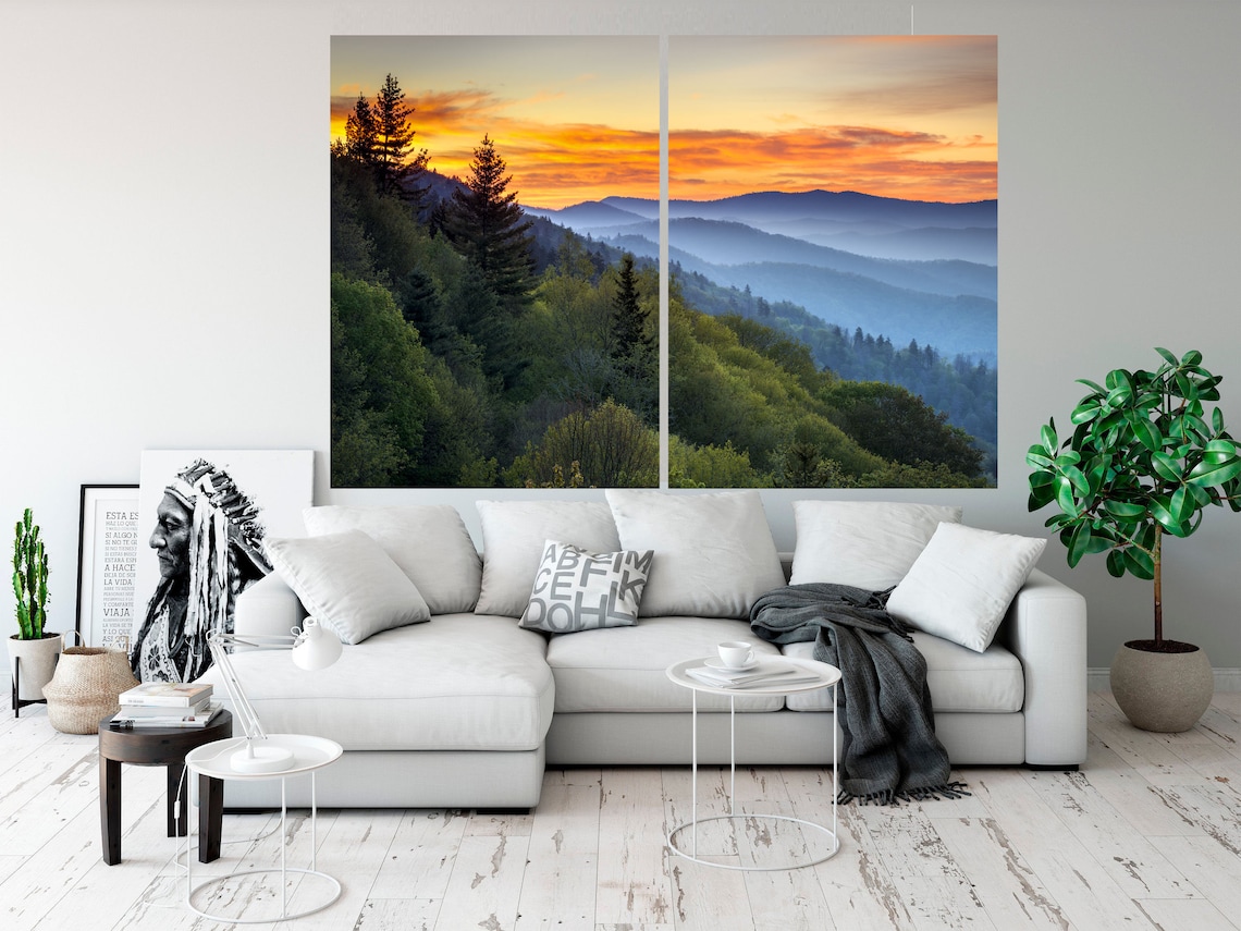 Great Smoky mountains wall art canvas Mountain wall art Etsy