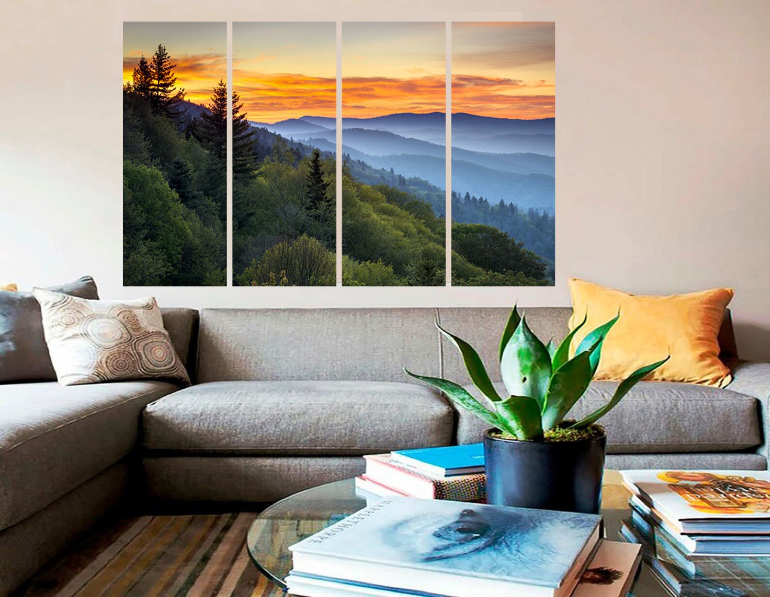 Great Smoky mountains wall art canvas Mountain wall art Etsy
