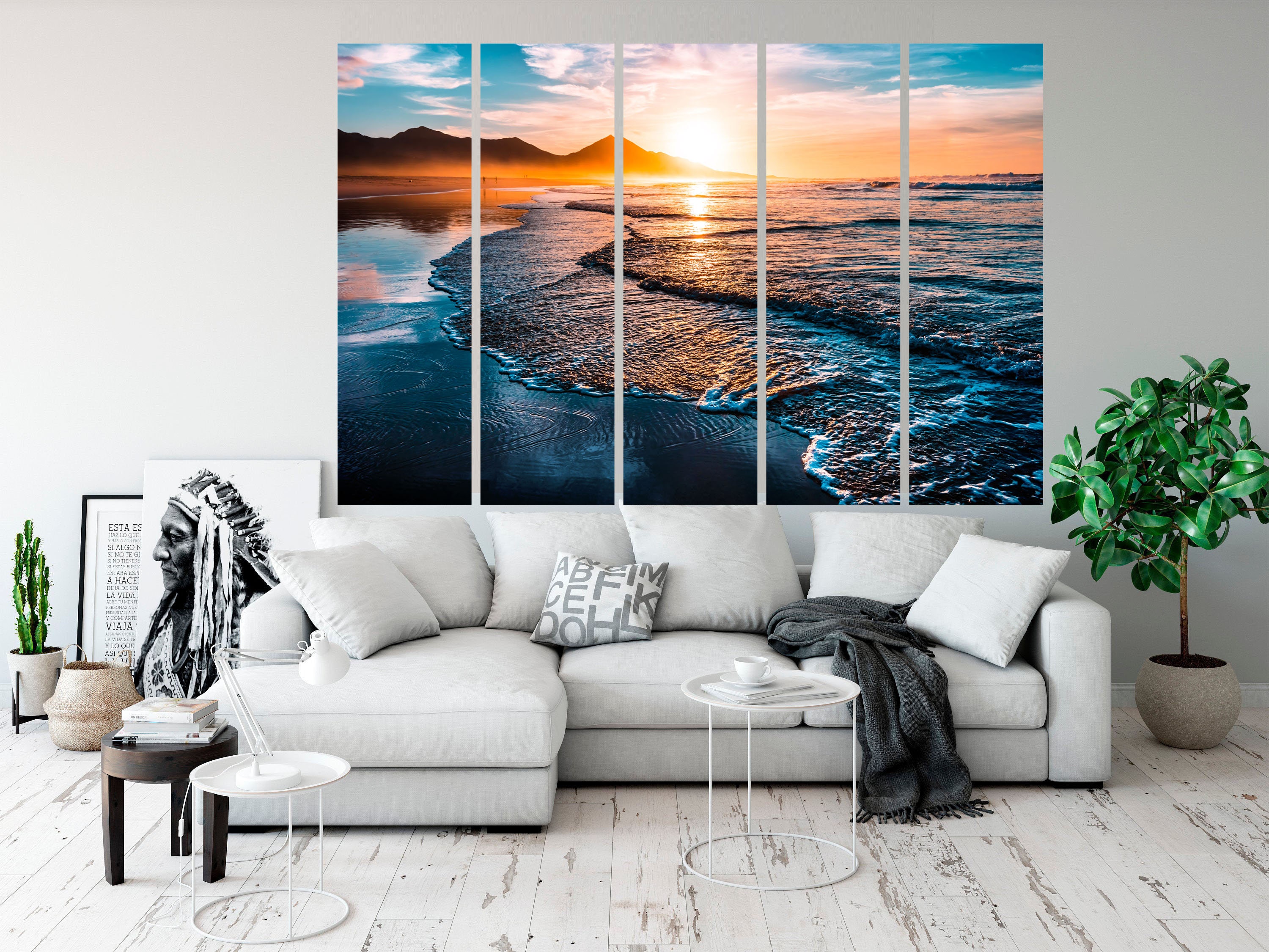 Beach wall decor Beach canvas art Sunset beach canvas wall art | Etsy