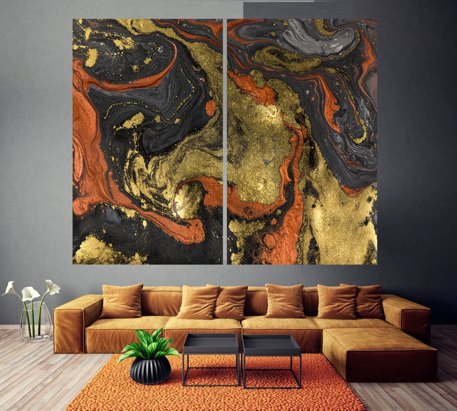 Gold Marble Art Bronze Gold Marble canvas print Marble wall Etsy