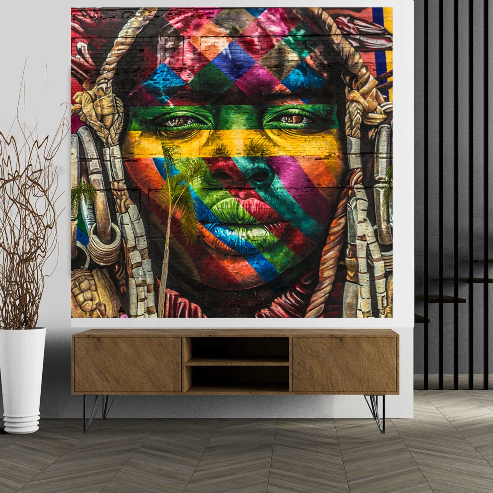 African portrait Graffiti wall art African ethno woman Etsy