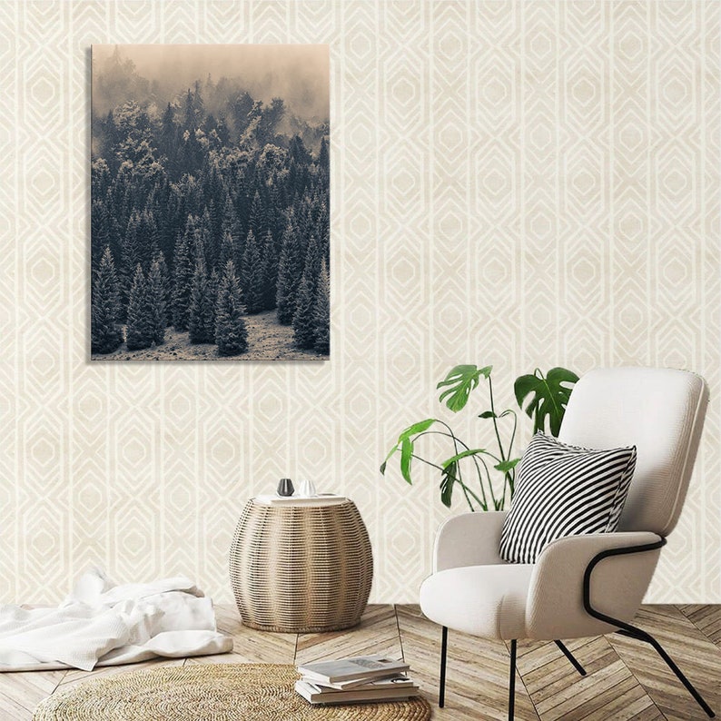 Foggy Forest Wall Art Forest Wall Decor Mountain Forest Canvas Etsy