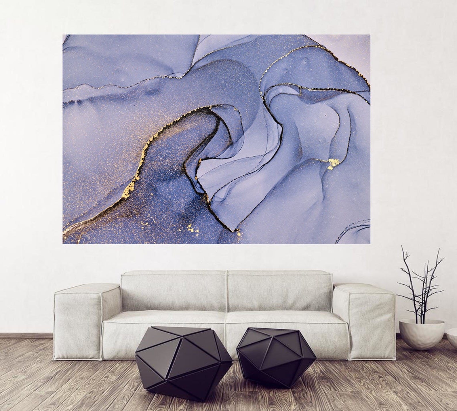 Blue and silver marble wall art Abstract canvas wall art Navy Etsy