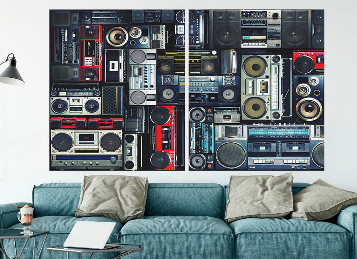 Retro Boombox Large Canvas Print Vintage Wall Art Boombox Wall Etsy