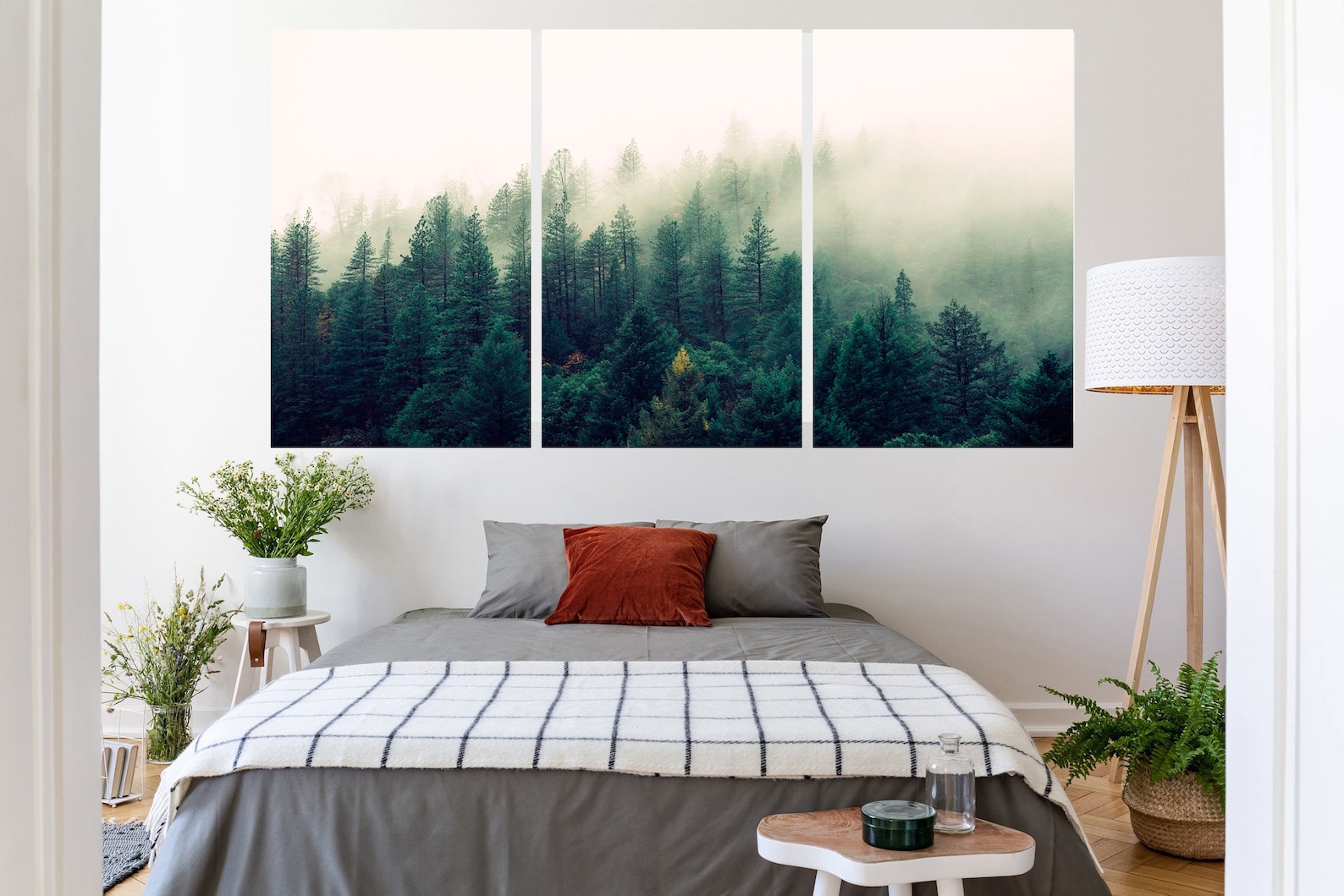 Forest wall decor wall art canvas Large tree art Large forest Etsy