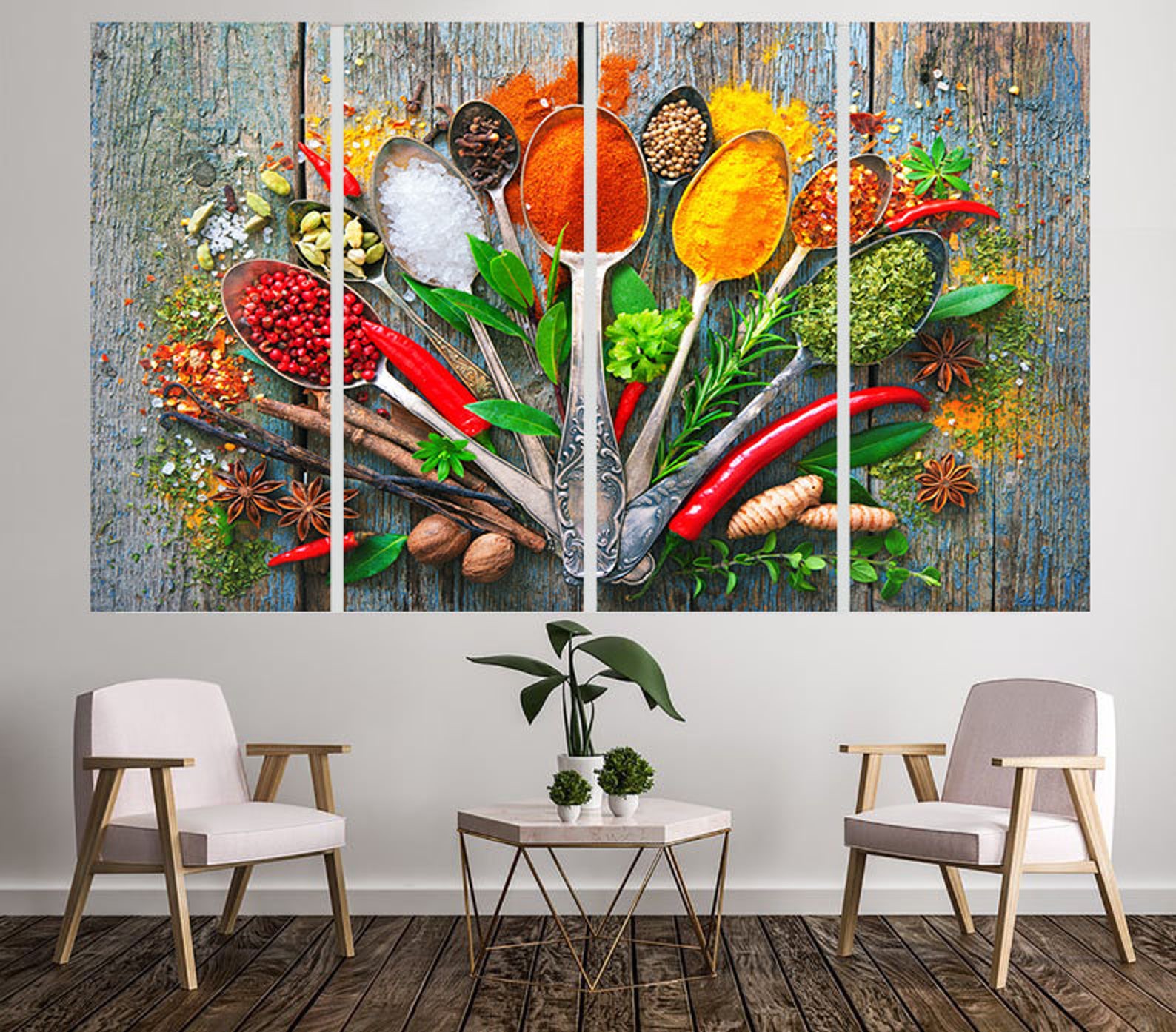 Spices wall art for Kitchen Modern kitchen canvas Art spice Etsy