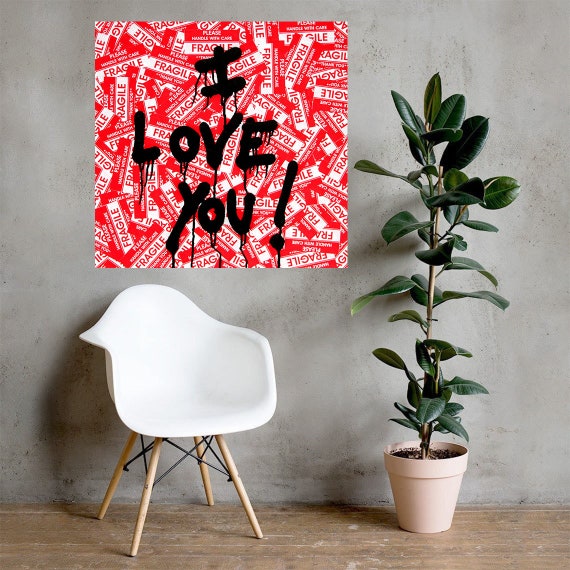 Ich liebe dich Graffiti Leinwand Graffiti Druck Etsy