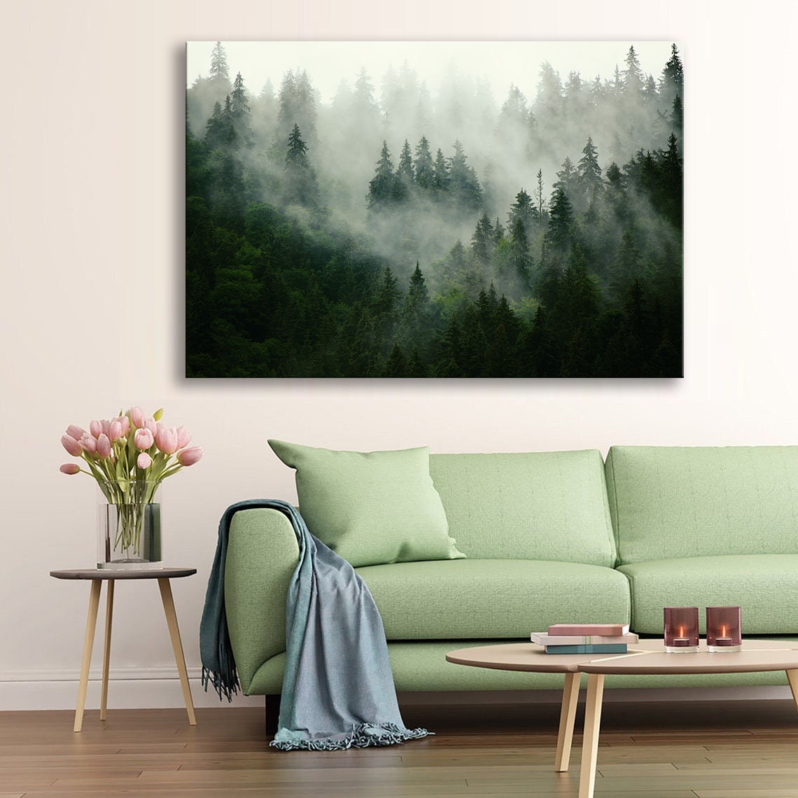 Buy Morning Fogover Mountainswall Art Treesnature Forest Wall Online in India Etsy