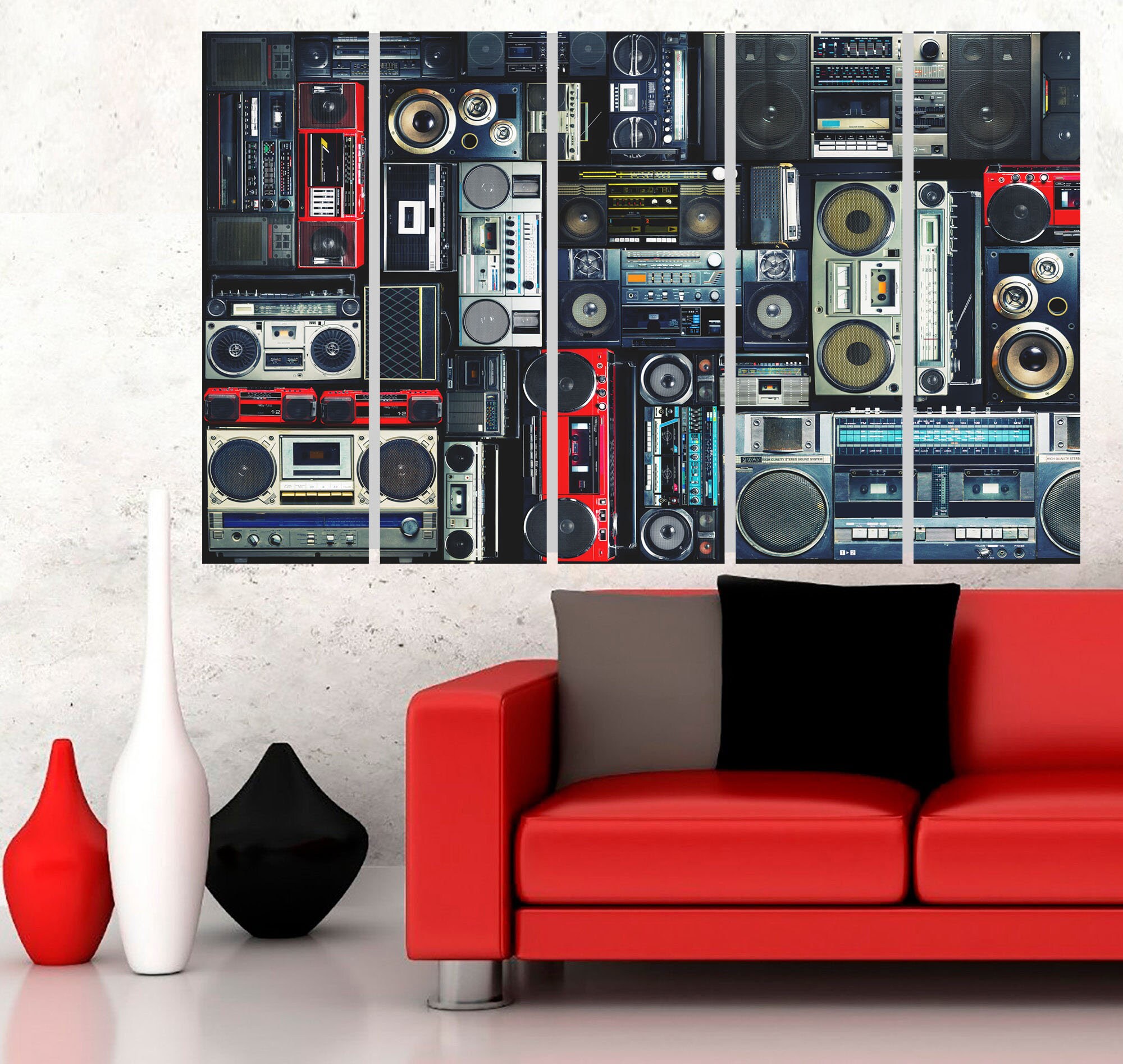 Retro Boombox Large Canvas Print Vintage Wall Art Boombox Wall Etsy