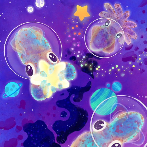 Squids in Space 8"x10" print