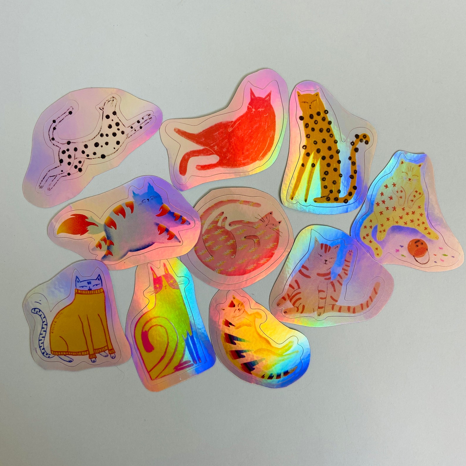 Holographic Cat Sticker Pack Etsy