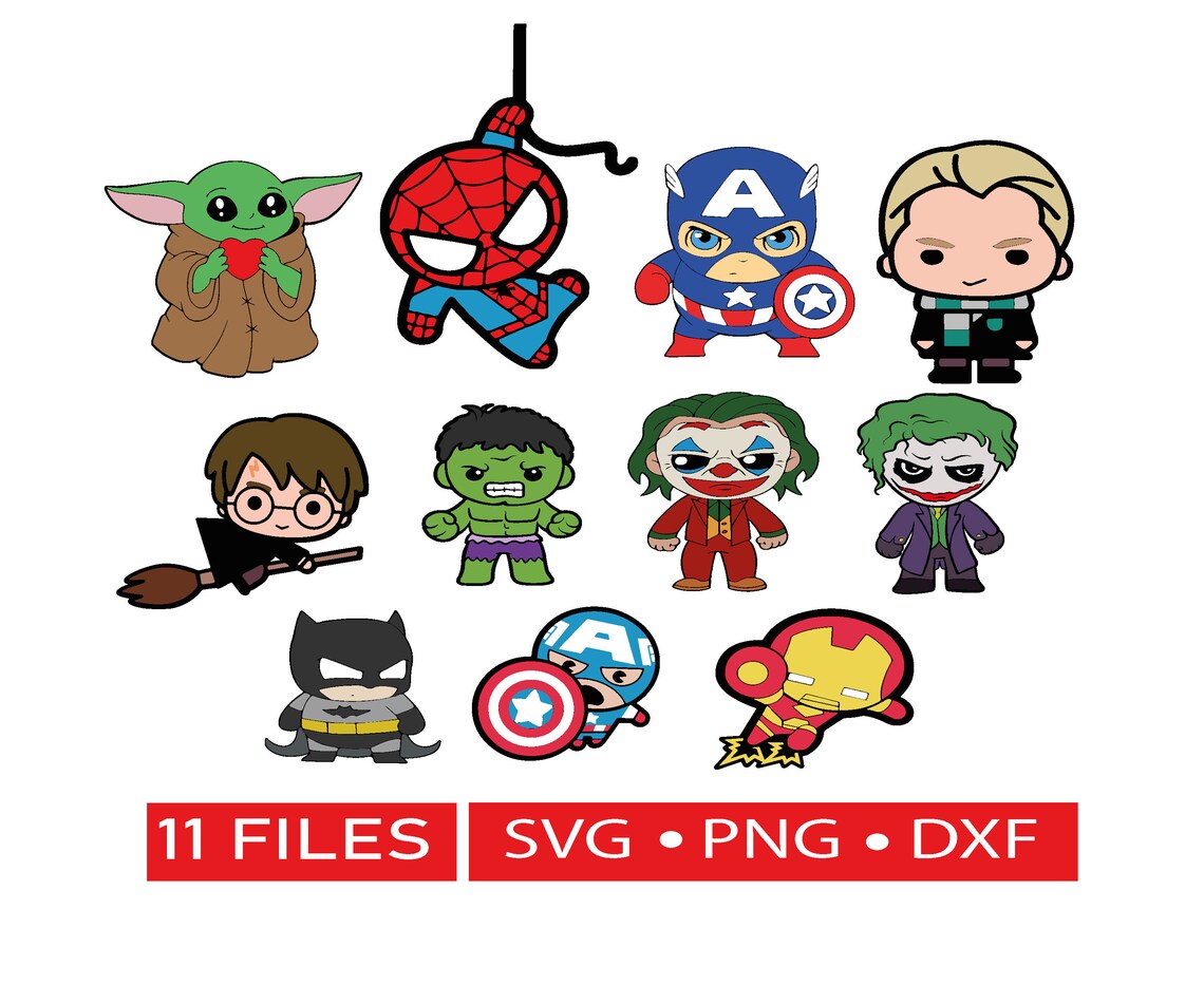 Download LAYERED Bundle Chibi Superhero SVG files Harry Potter SVG ...