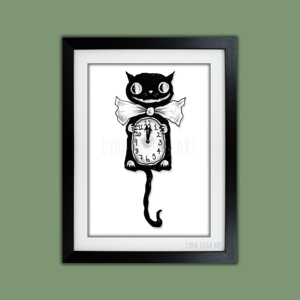 Cat Clock Art Print
