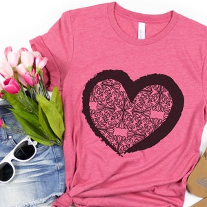 Cute Black Heart T-Shirt, Valentine’s Day Shirt for Women