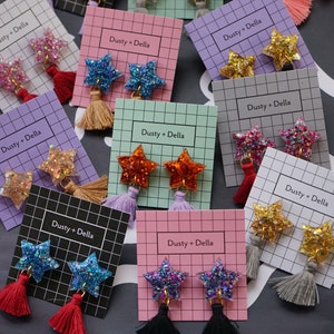 Brincos pendurados com borla estrela glitter Lucky Dip
