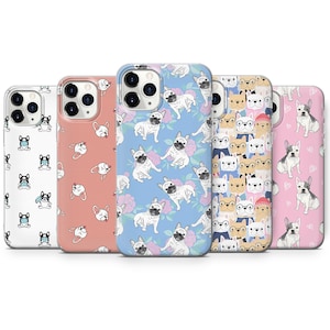 French bulldog pattern, cute buldog,french bullfog phone case cover fits for iPhone 7 8 11 pro xr samsung s8 s10 s20 huawei p20 p30 pro A1 image 1