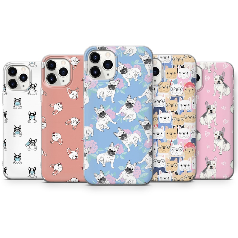 French bulldog pattern, cute buldog,french bullfog phone case cover fits for iPhone 7 8 11 pro xr samsung s8 s10 s20 huawei p20 p30 pro A1 image 1