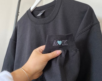 Personalised Embroidered Initials with Heart Sweatshirt // Perfect for Couples, Anniversaries & Birthday's.